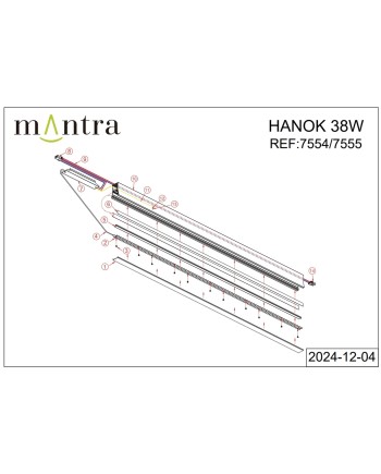 HANOK * MODULO LINEAL LED 38W 3000K 45º NEGRO